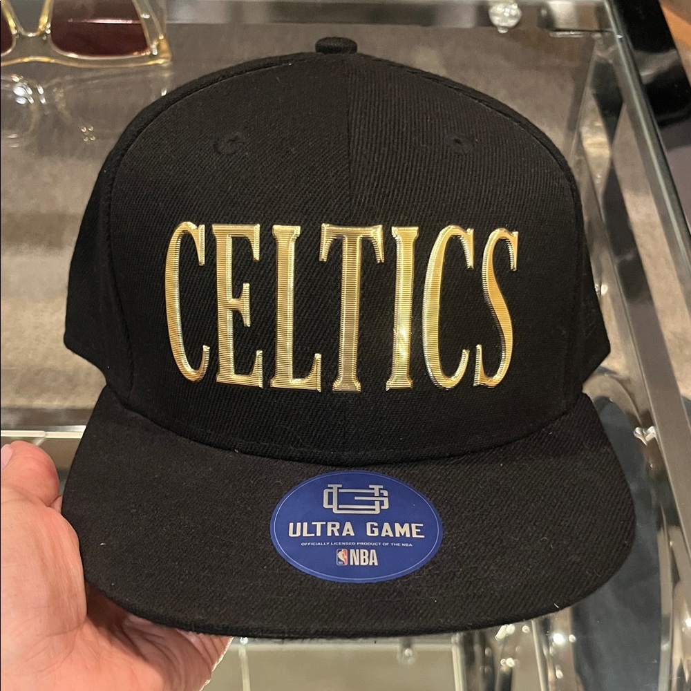 NBA Celtics Black Cap with Gold Lettering